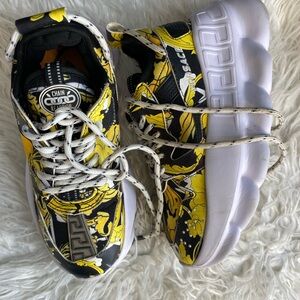 Versace Black and Yellow Chain Reaction Sneakers